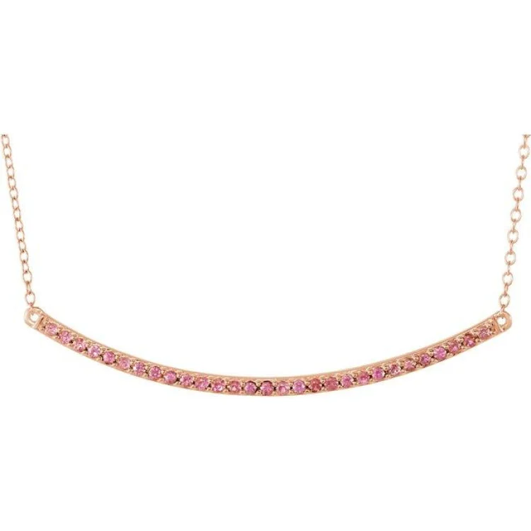 women's nautical necklace -14K Rose Natural Pink Sapphire Bar 16-18" Necklace