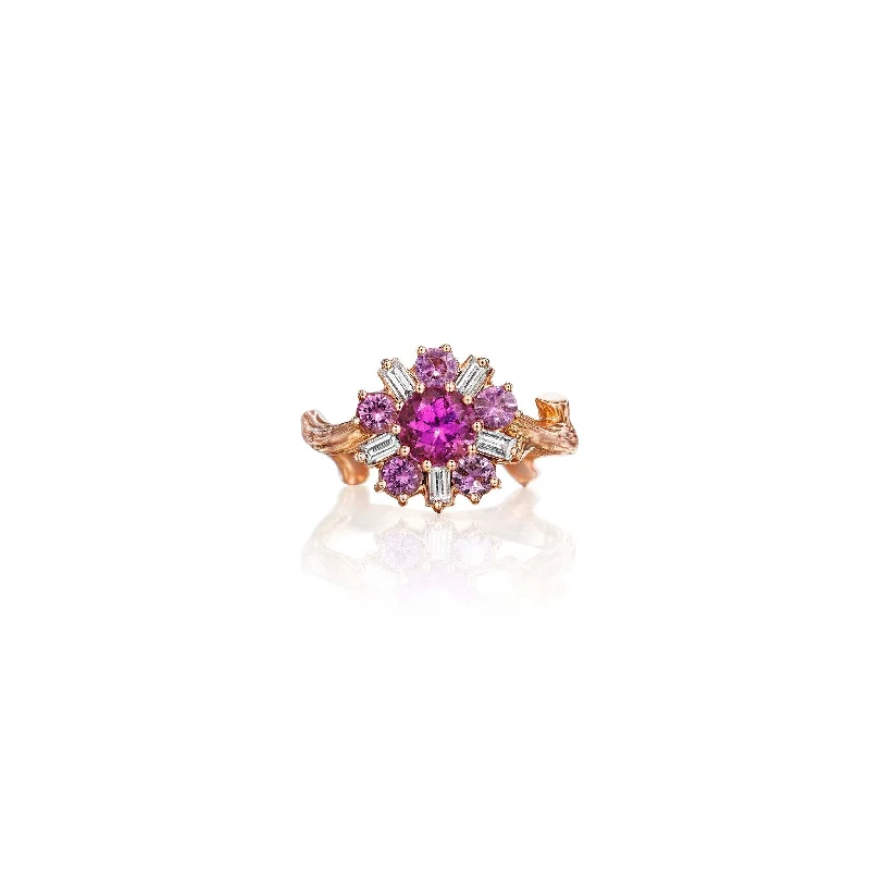 women's engagement ring with radiant cut diamond -Wonderland Ballerina Pink Sapphire Ring