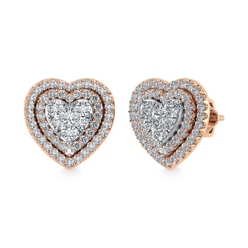 women's sapphire earrings -Diamond 7/8 Ct.Tw. Heart Earrings in 14K Rose Gold