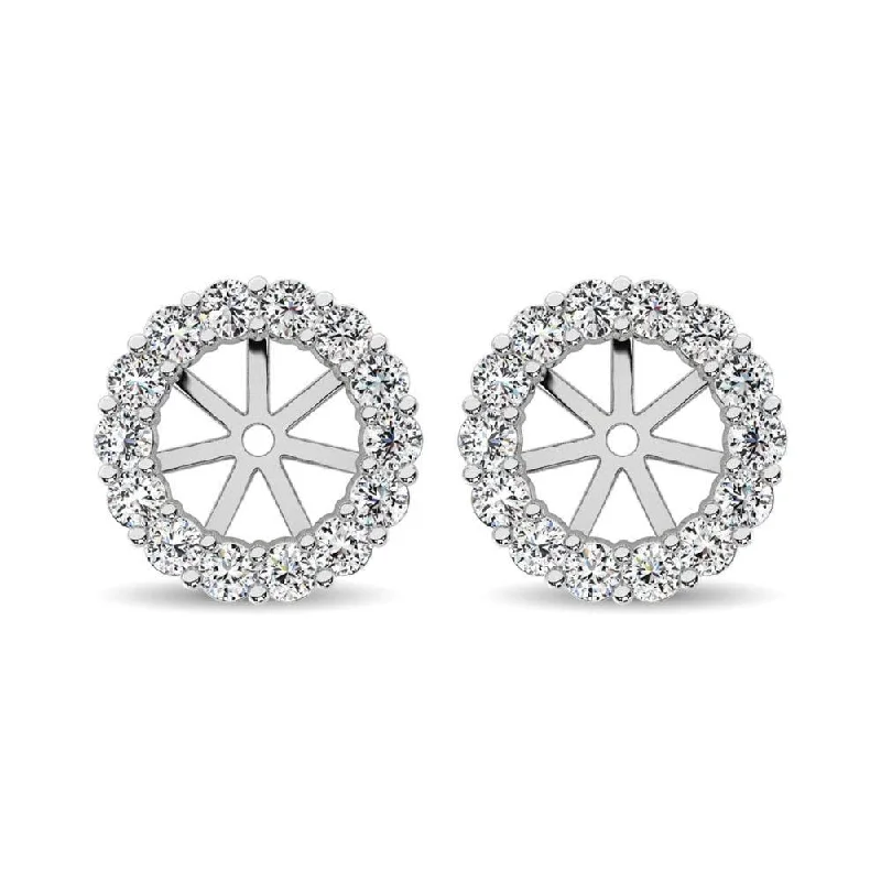 women's personalized earrings -14K White Gold Diamond Earrings Jacket