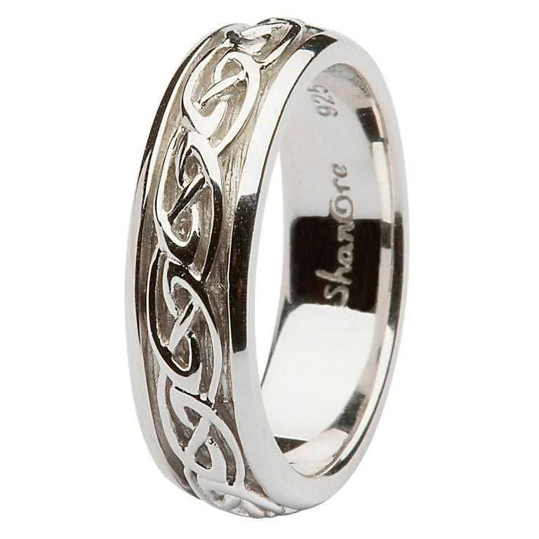 women's engagement ring with bezel setting -Ladies Silver Celtic knot Ring