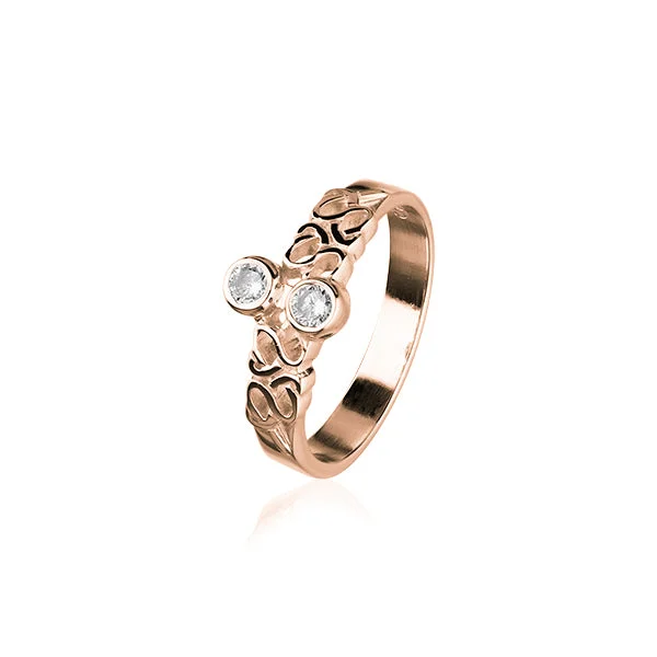 women's engagement ring with fancy color diamonds -Celtic Rose Gold Ring RCR164