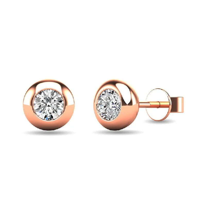 women's multi-stone earrings -Diamond 1/10 ct tw Bezel Set Earrings in 10K Rose Gold