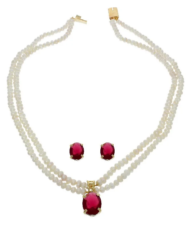 women's crystal drop necklace -Elegant Pearl Necklace Set