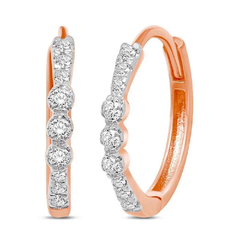 women's crystal earrings -14K Rose Gold 1/5 Ct.Tw. Diamond Stackable Earrings