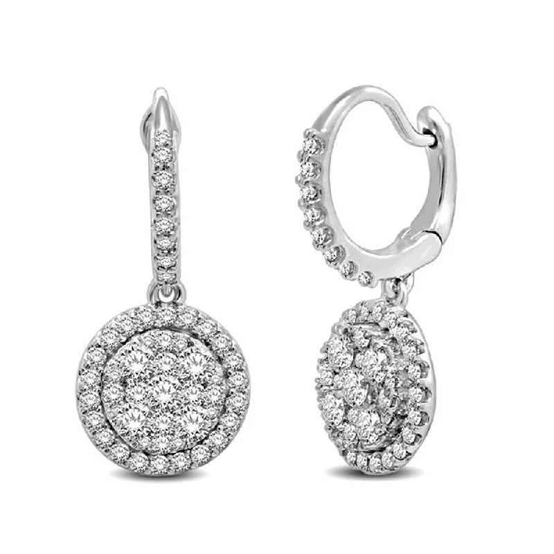 women's rose gold earrings -14K White Gold Diamond Fashion Earrings