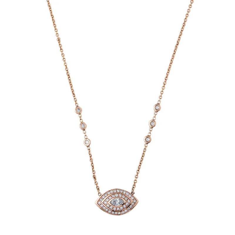 women's infinity charm necklace -DOUBLE HALO MARQUISE EYE NECKLACE