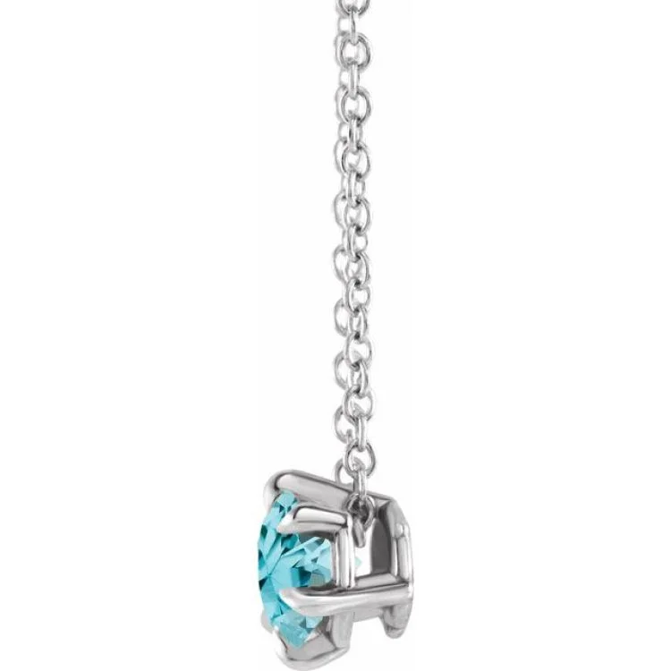 women's heart charm necklace -14K White 6 mm Natural Aquamarine Solitaire 16-18" Necklace