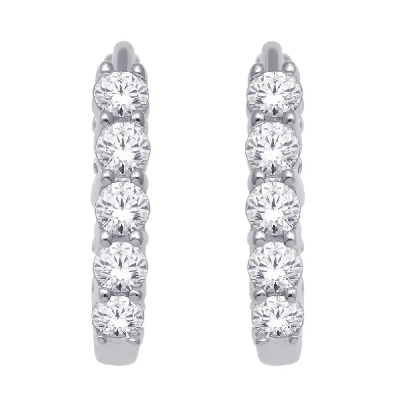 women's flower stud earrings -10K White Gold 1/4 Ct.Tw. Diamond Hoop Earrings