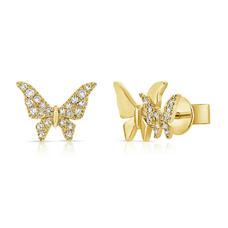 women's moon earrings -Diamond Butterfly Trendy Stud