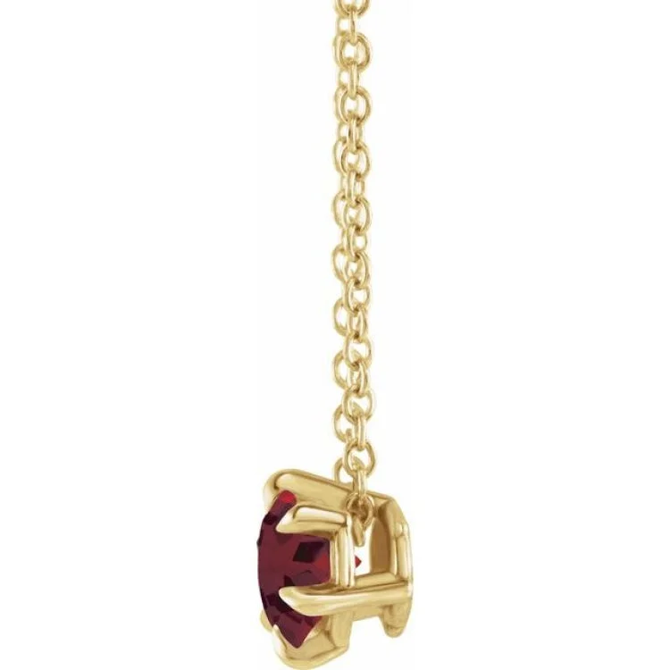 women's heart charm necklace -14K Yellow 6 mm Natural Mozambique Garnet Solitaire 16-18" Necklace