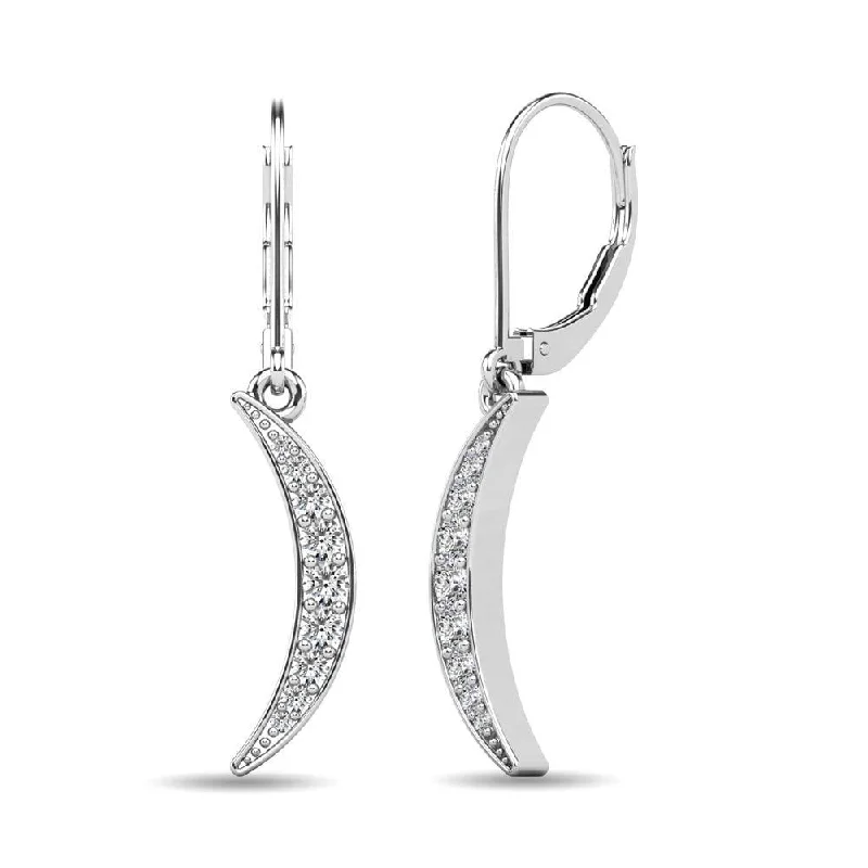 women's vintage hoop earrings -Diamond 1/6 ct tw Cresent Earrings in 10K White Gold