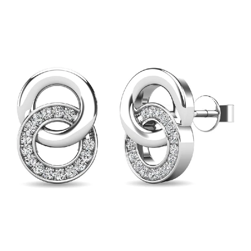 women's oval earrings -Diamond 1/10 ct tw Circle Earrings in 10K White Gold