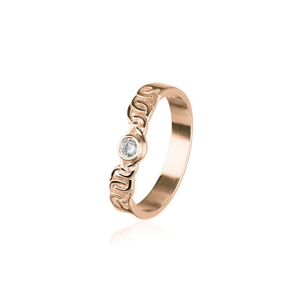 women's engagement ring gold -Celtic Rose Gold Ring RCR156