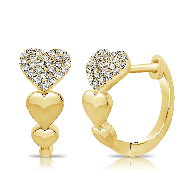 women's infinity earrings -Unique Diamond Heart Huggie made in 14K Gold