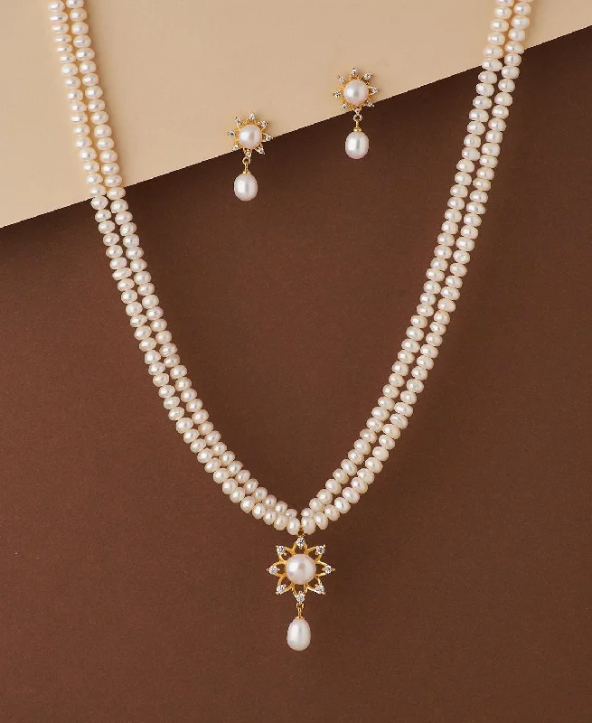 women's luxury diamond necklace -Floral Pearl Necklace Set