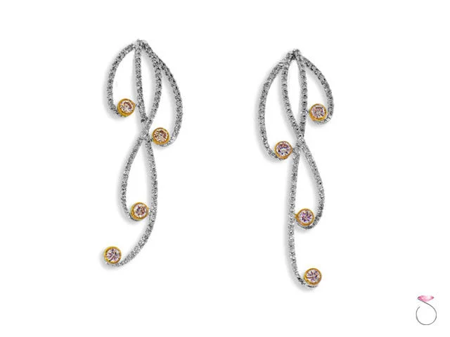 women's artistic earrings -Waterfall Drop Diamond Earrings in 18K White Gold