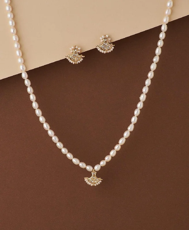 women's statement necklace -Elegant Real Pearl Necklace Set