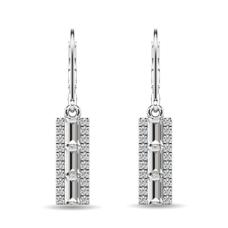 women's stylish earrings -Diamond 1/2 Ct.Tw. Bar Earrings in 14K White Gold