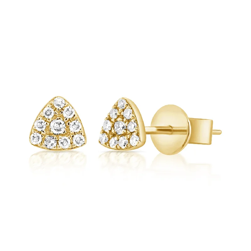 women's gemstone stud earrings -OKGs Collection Triangle Pave Stud Natural Diamond Earrings