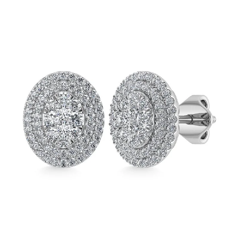 women's stud earrings -Diamond 7/8 Ct.Tw. Fashion Earrings in 10K White Gold