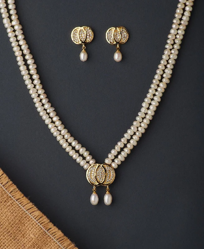 women's boho necklace -Elegant Real Pearl Necklace Set