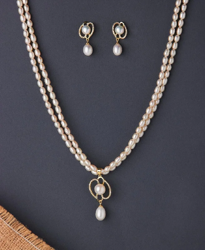 women's layered necklace -Elegant Real Pearl Necklace Set