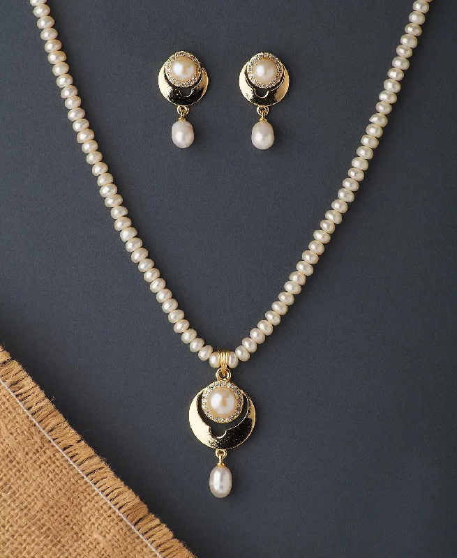 women's sun necklace -Elegant Real Pearl Necklace Set