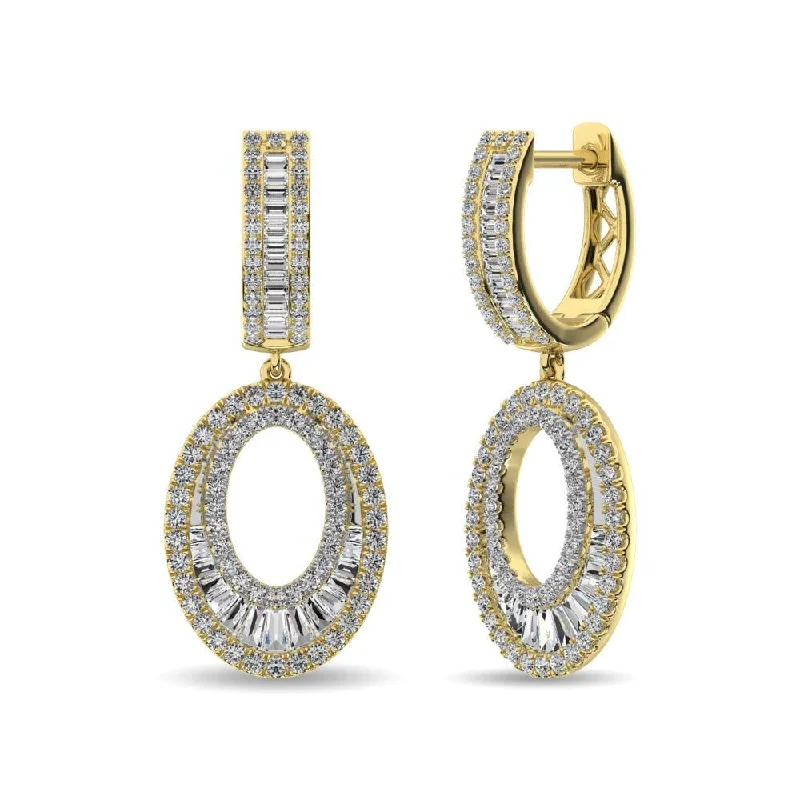 women's hammered gold earrings -Diamond 1 Ct.Tw. Hoop Earrings in 14K Yellow Gold