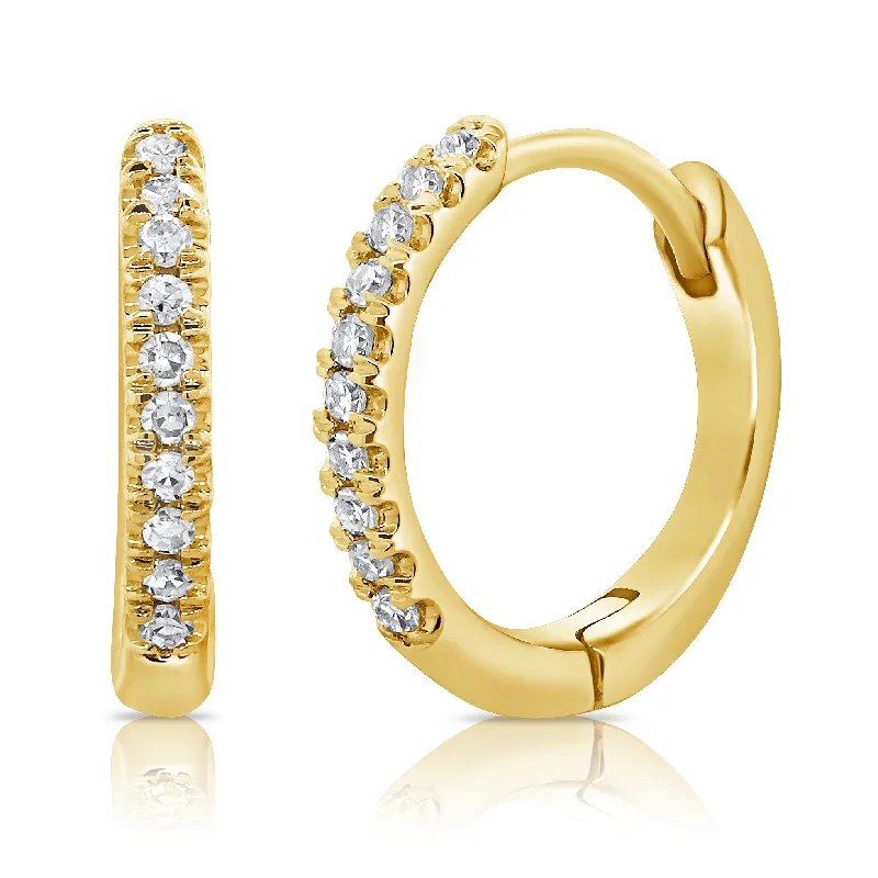 women's crystal stud earrings -Classic Huggie Earrings with 0.06ct Diamonds