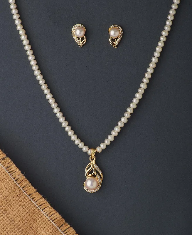 women's bridal necklace -Elegant Real Pearl Necklace Set