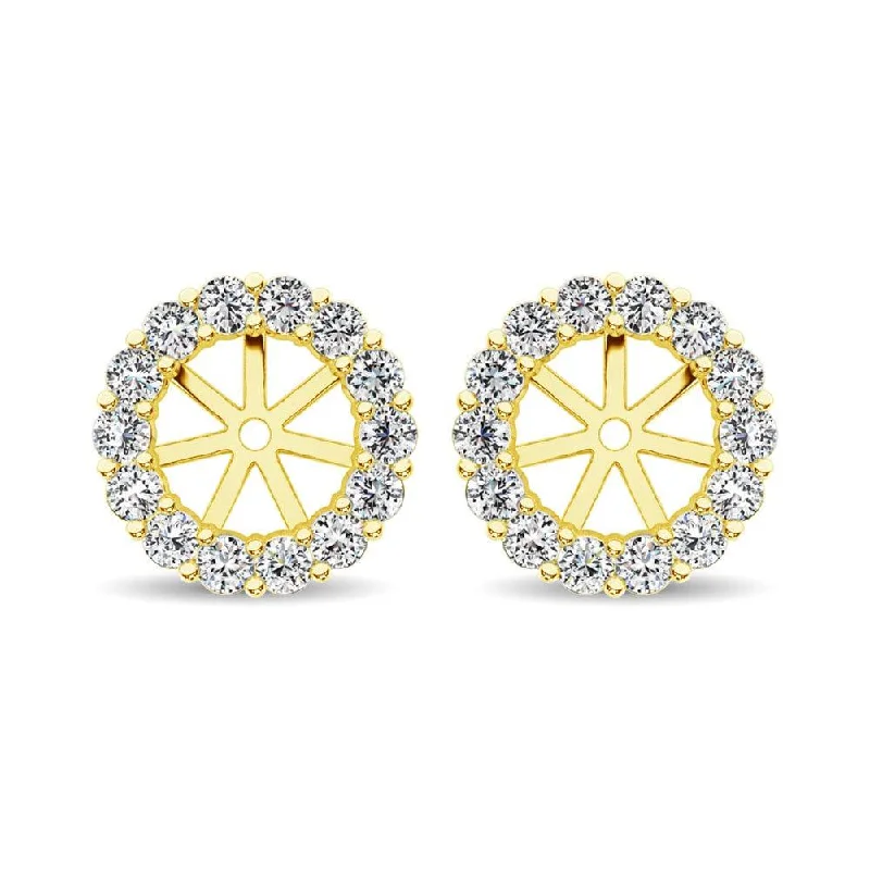 women's unique earrings -14K Yellow Gold Diamond Earrings Jacket