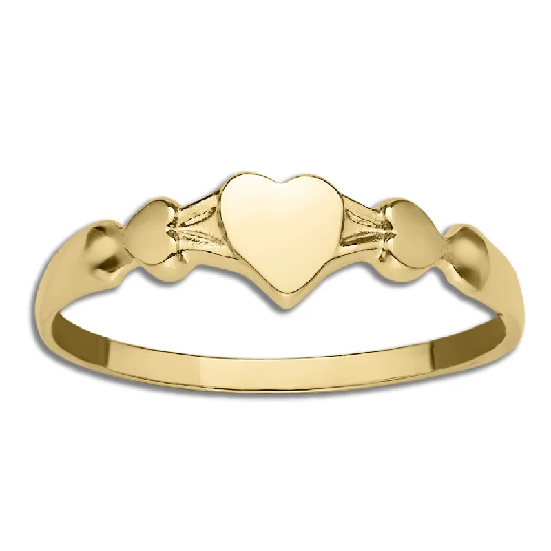 women's engagement ring with low setting -Kiddie Kraft 10KT Yellow Gold Heart Baby Ring; Size 1