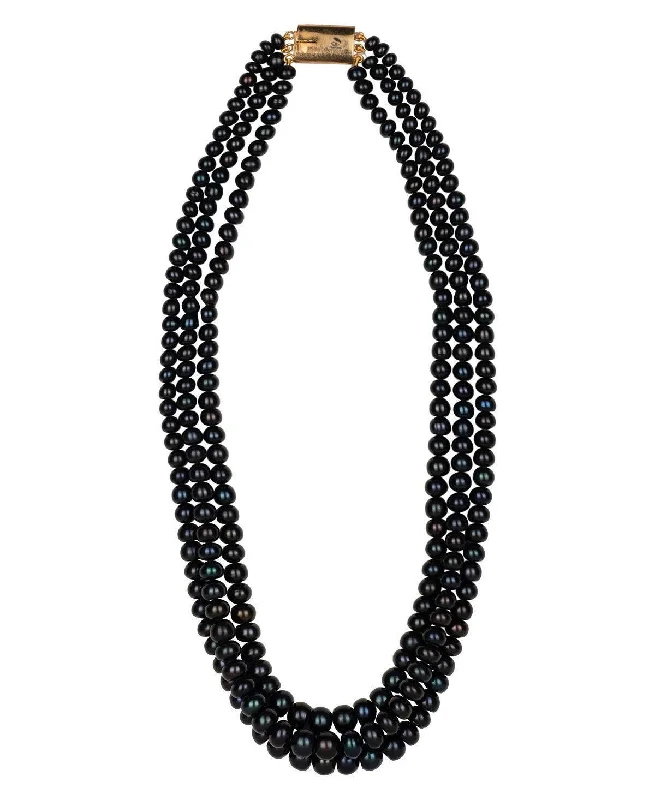 women's crystal pendant necklace -Fashionable Black Pearl Necklace