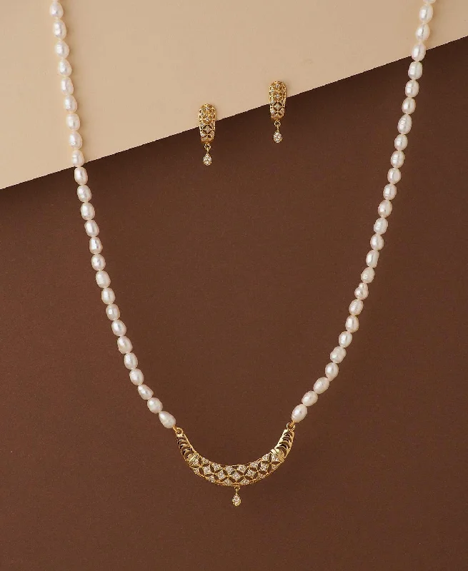 women's gold necklace -Elegant Real Pearl Necklace Set