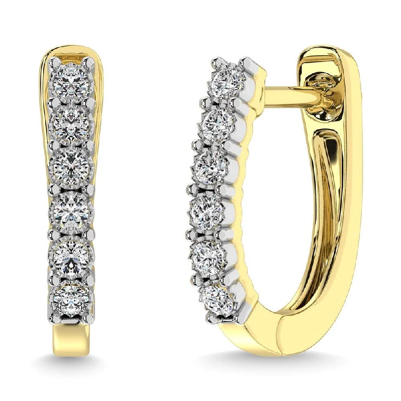 women's gold hoop earrings -Diamond 1/5 Ct.Tw. Hoop Earrings in 10K Yellow Gold