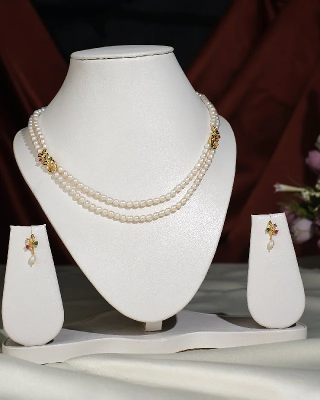 women's leather necklace -Elegant Pearl Necklace Set