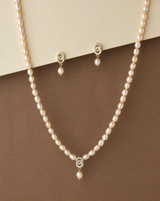 women's sun necklace -Elegant Pearl Necklace Set