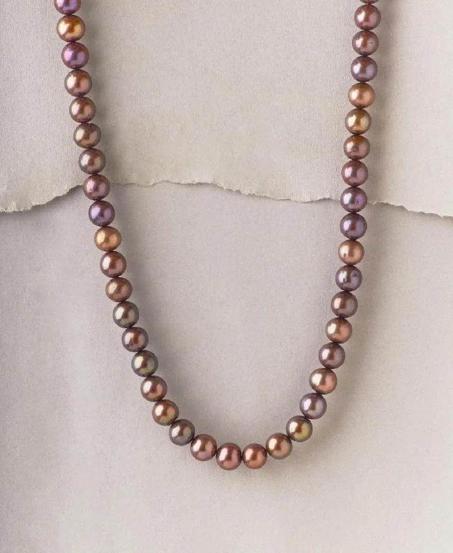 women's Figaro chain necklace -Fashionable Brown Pearl Necklace