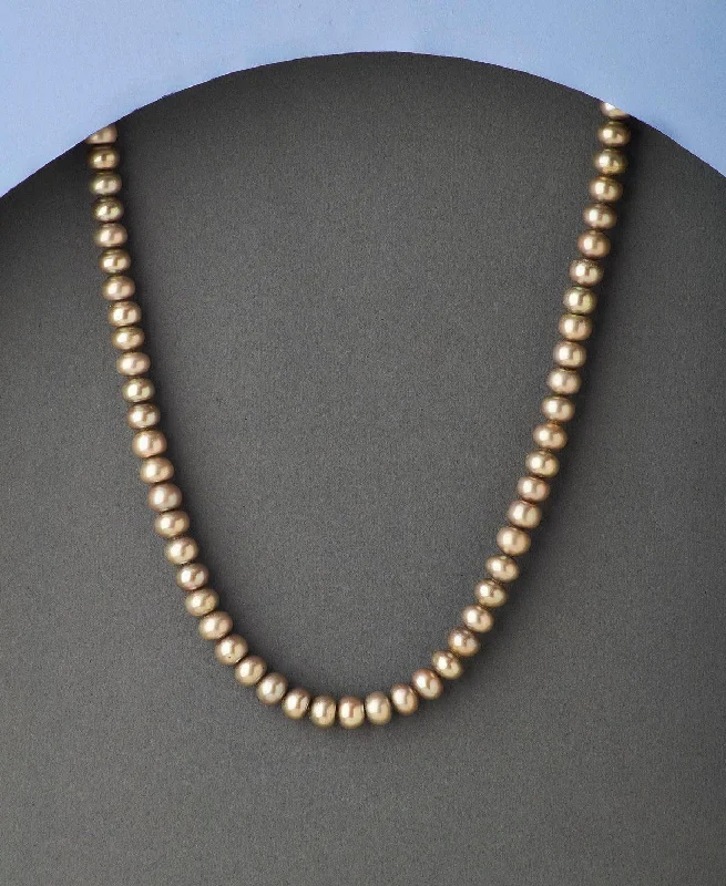 women's ball chain necklace -Elegant Grey Pearl Necklace