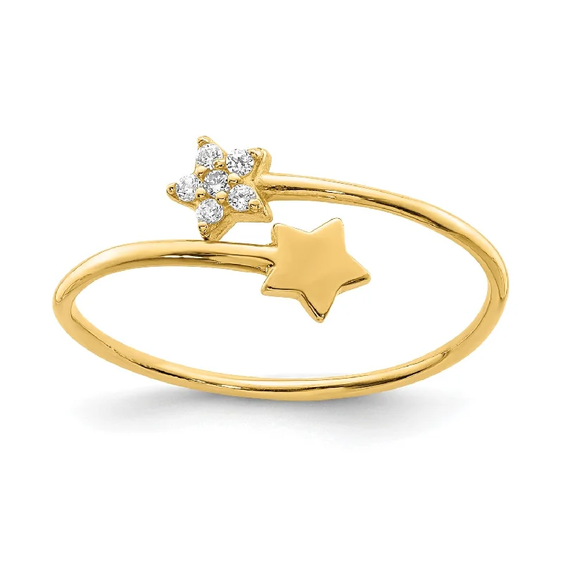 women's engagement ring with antique setting -14KT Yellow Gold and Cubic Zirconia Star Ring; Size 7