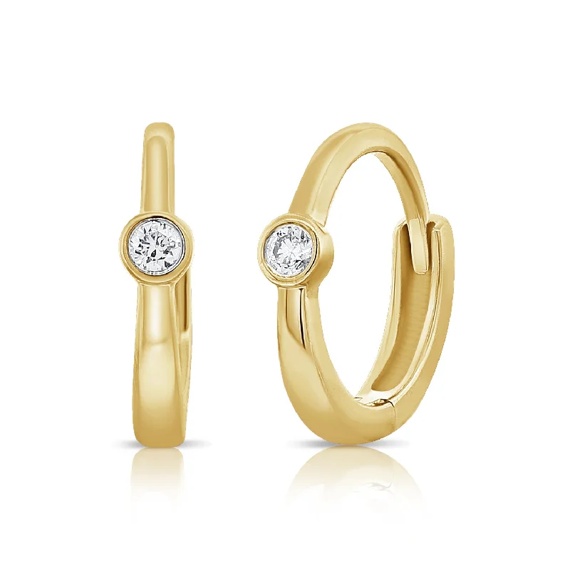 women's vintage earrings -OKGs Collection 0.06ct Solitaire Classic Huggie