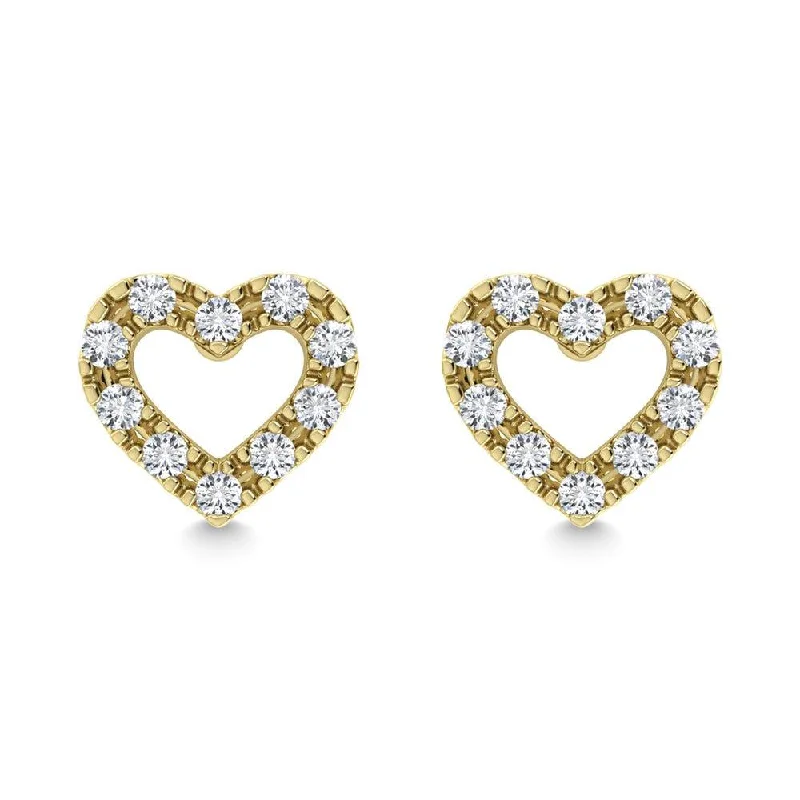 women's bridal earrings -Diamond 1/20 Ct.Tw. Heart Earrings in 10K Yellow Gold