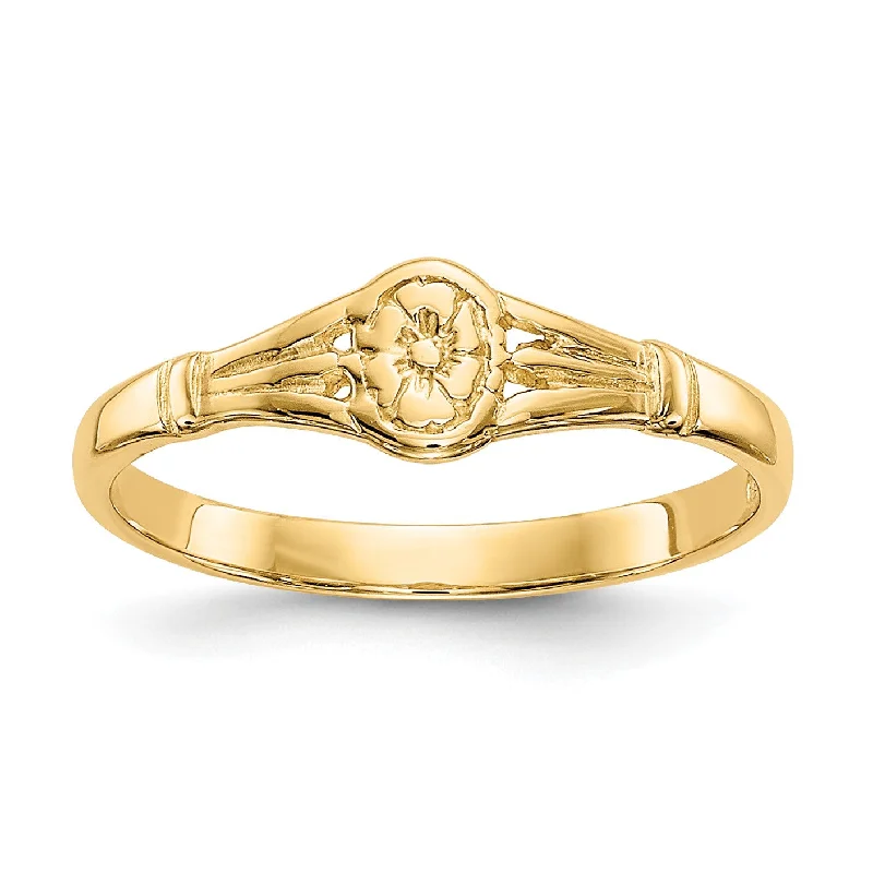 women's engagement ring with halo design -14KT Yellow Gold Baby Ring; Size 2.2