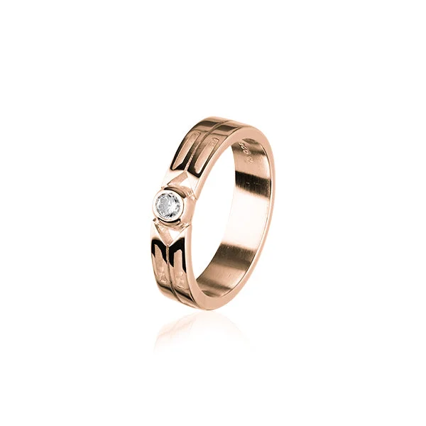 women's engagement ring with gemstone halo -Cupid Rose Gold Ring RCR158