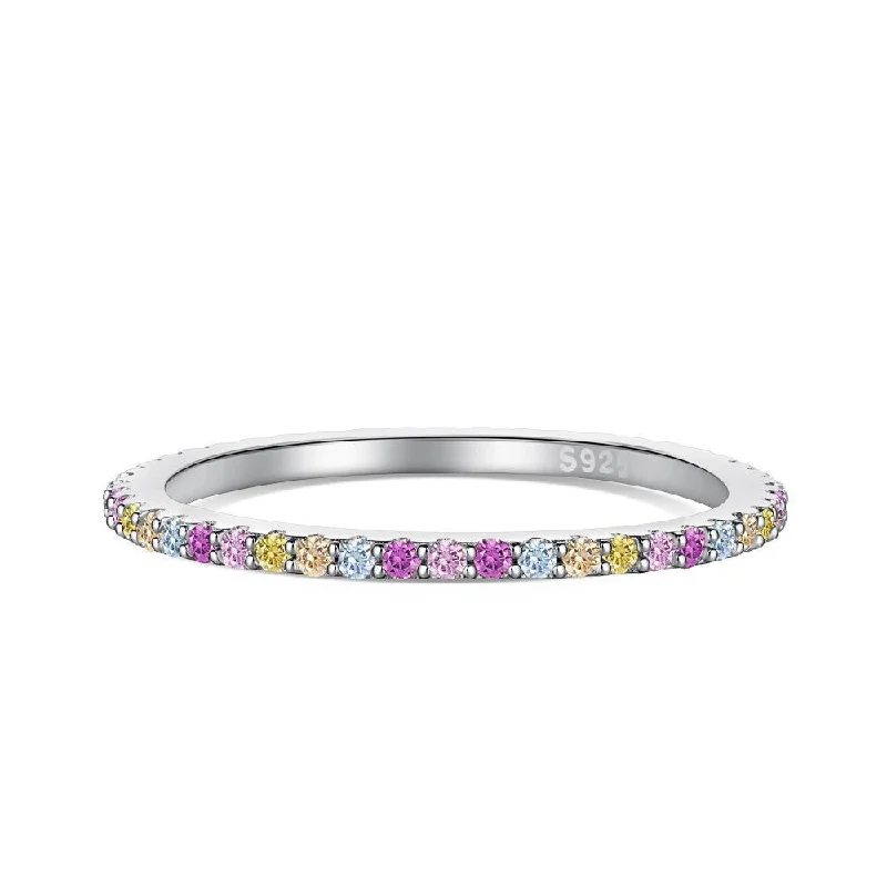 women's engagement ring with cathedral setting -Delicate Pastel Ring Band | S925 | CZ