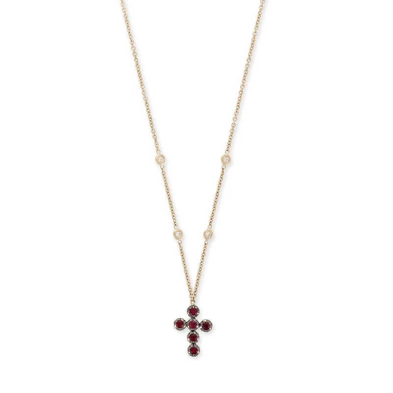 women's engraved necklace -6 SOPHIA RUBY CROSS NECKLACE