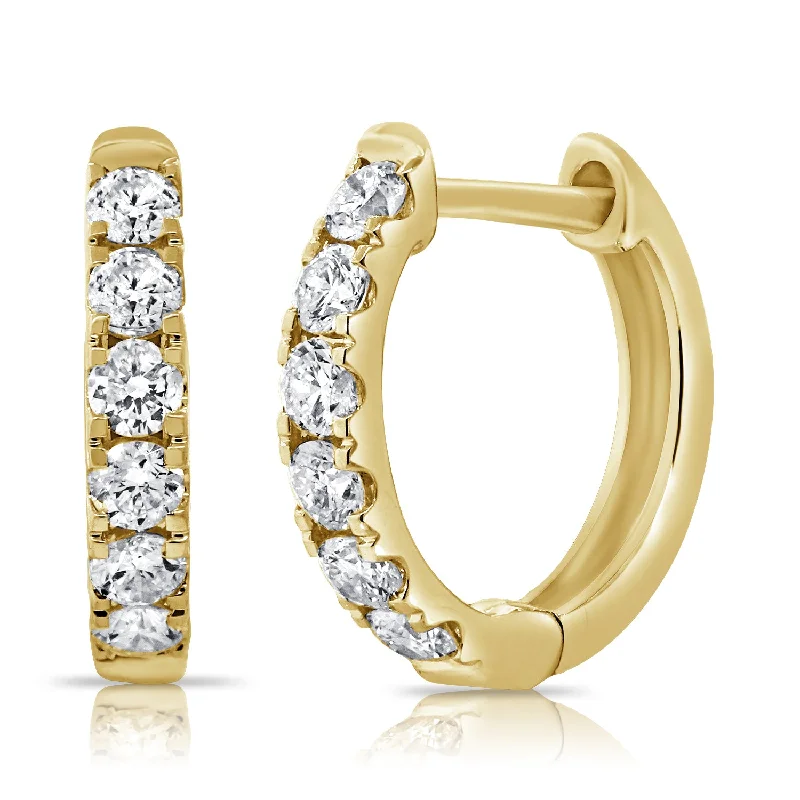 women's handmade earrings -Timeless Elegance: 14K Gold Diamond Hoop Earrings