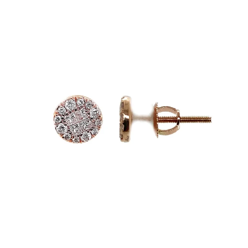 women's butterfly earrings -14K Rose Gold Diamond CLuster Earrings