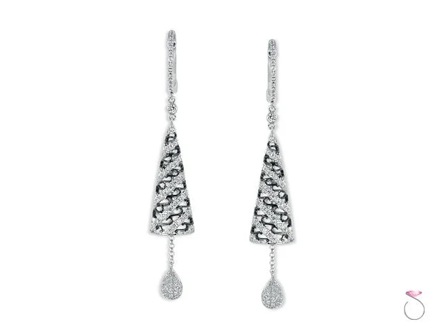 women's jade earrings -Diamond 1.26ct Cone Dangle Earrings in 18K